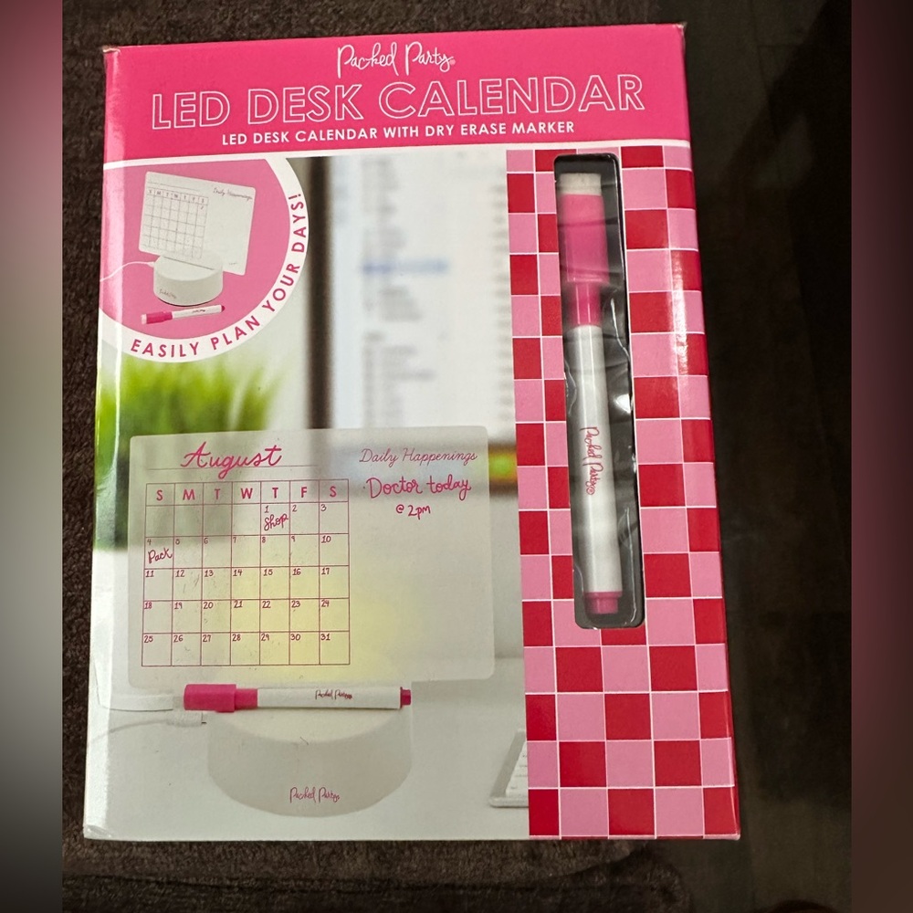 Packed Party Pink LED Desk Calendar
